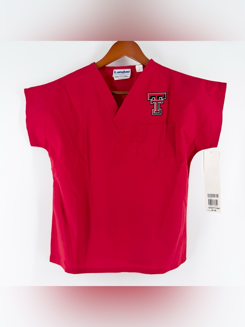 NWT Landau Texas Tech Kids Scrubs Set Size 8/10 Red Raiders Youth V-Neck Pants - Picture 2 of 16